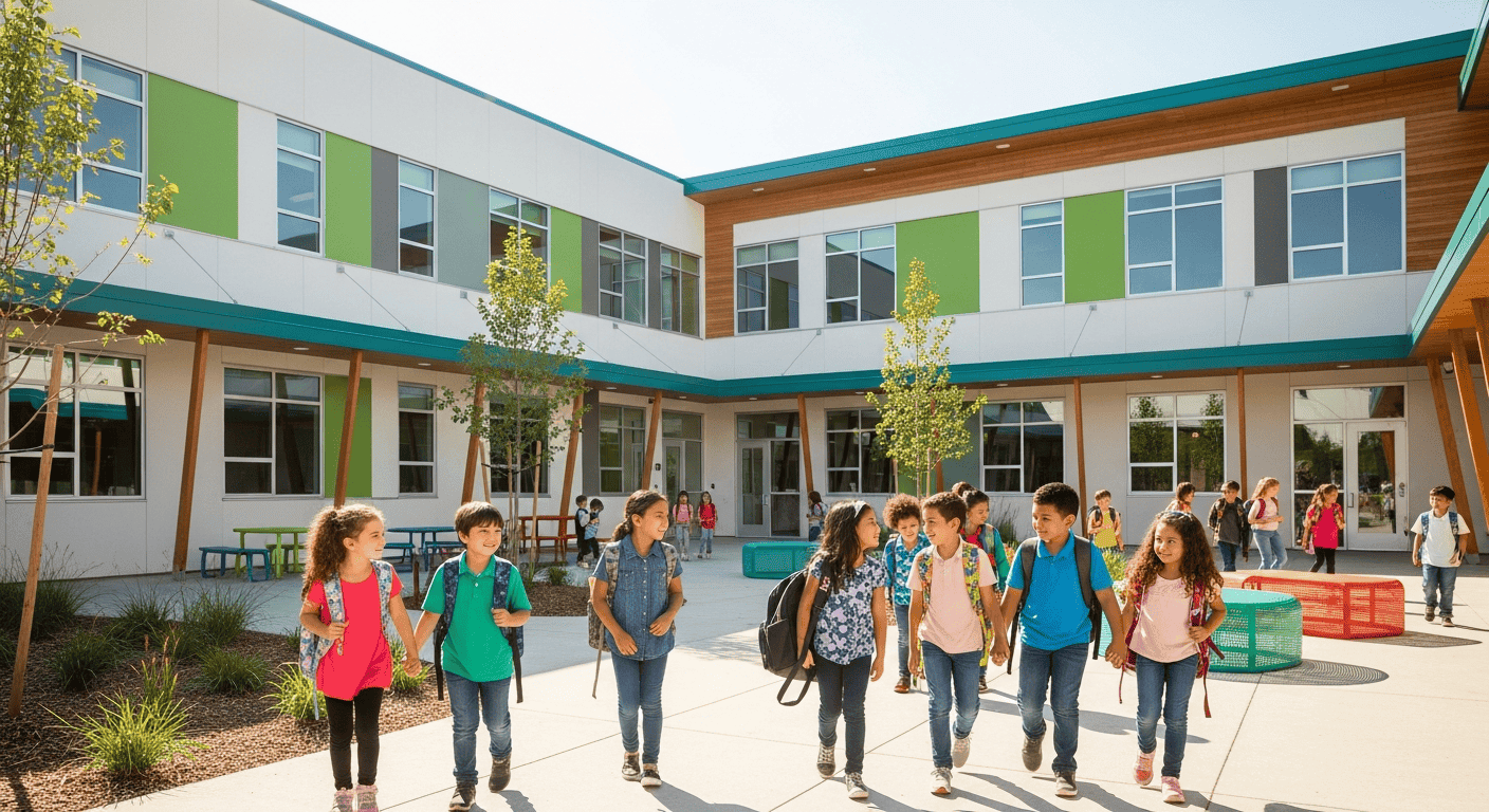 School with happy students
